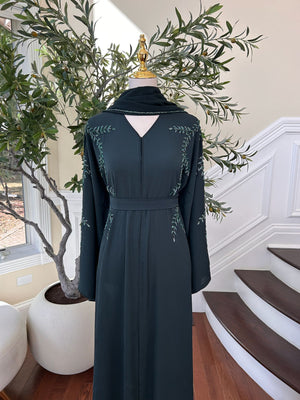 Emerald Green Rose Abaya