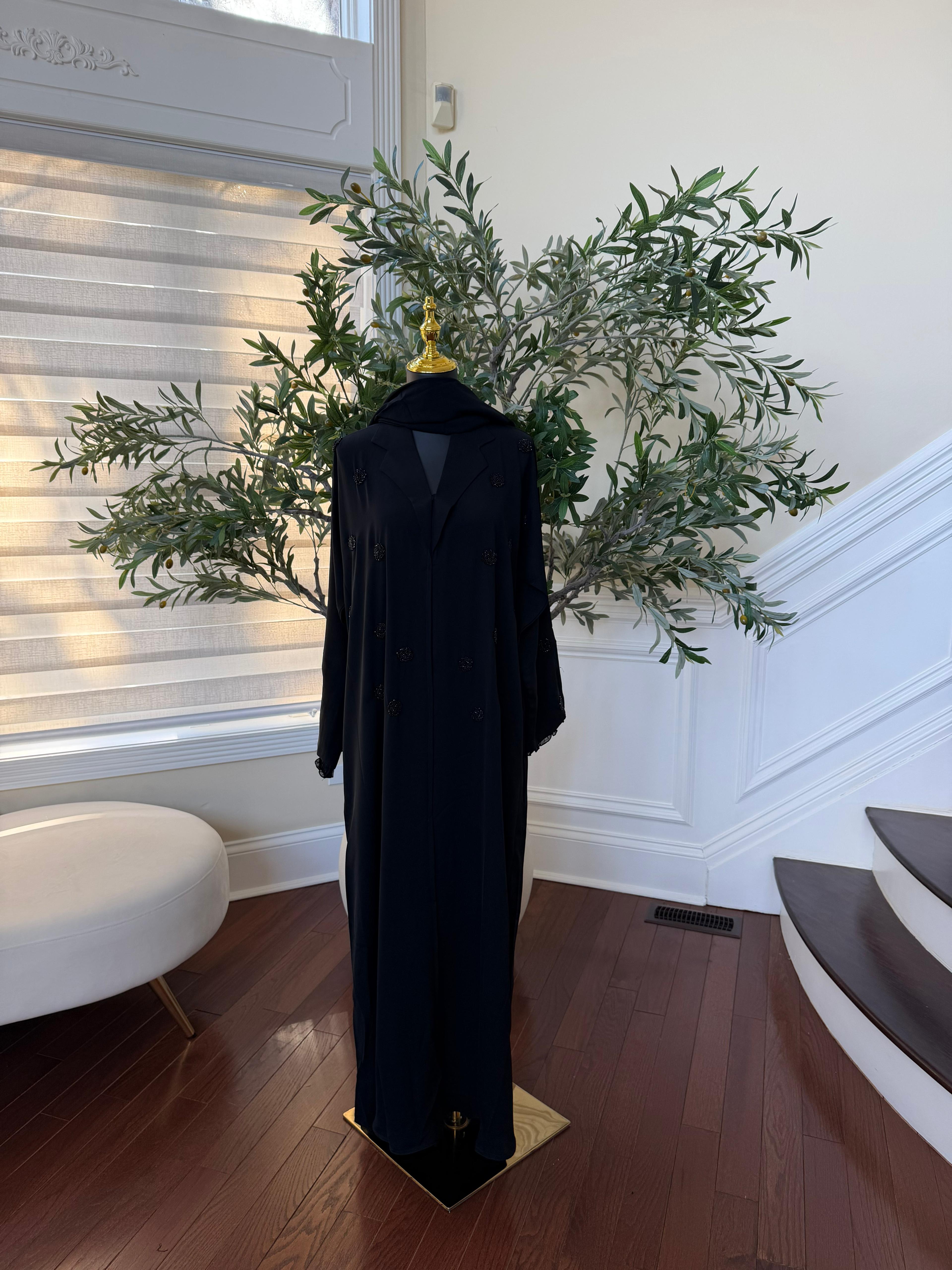 Black Rose Bloom Abaya