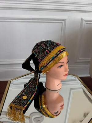 Blue Embroidery Tatreez Waka Head Piece