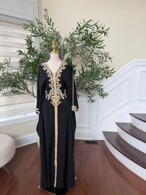 Black Royale Beaded Butterfly Abaya