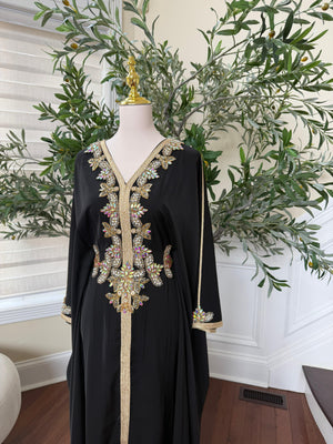 Black Royale Beaded Butterfly Abaya