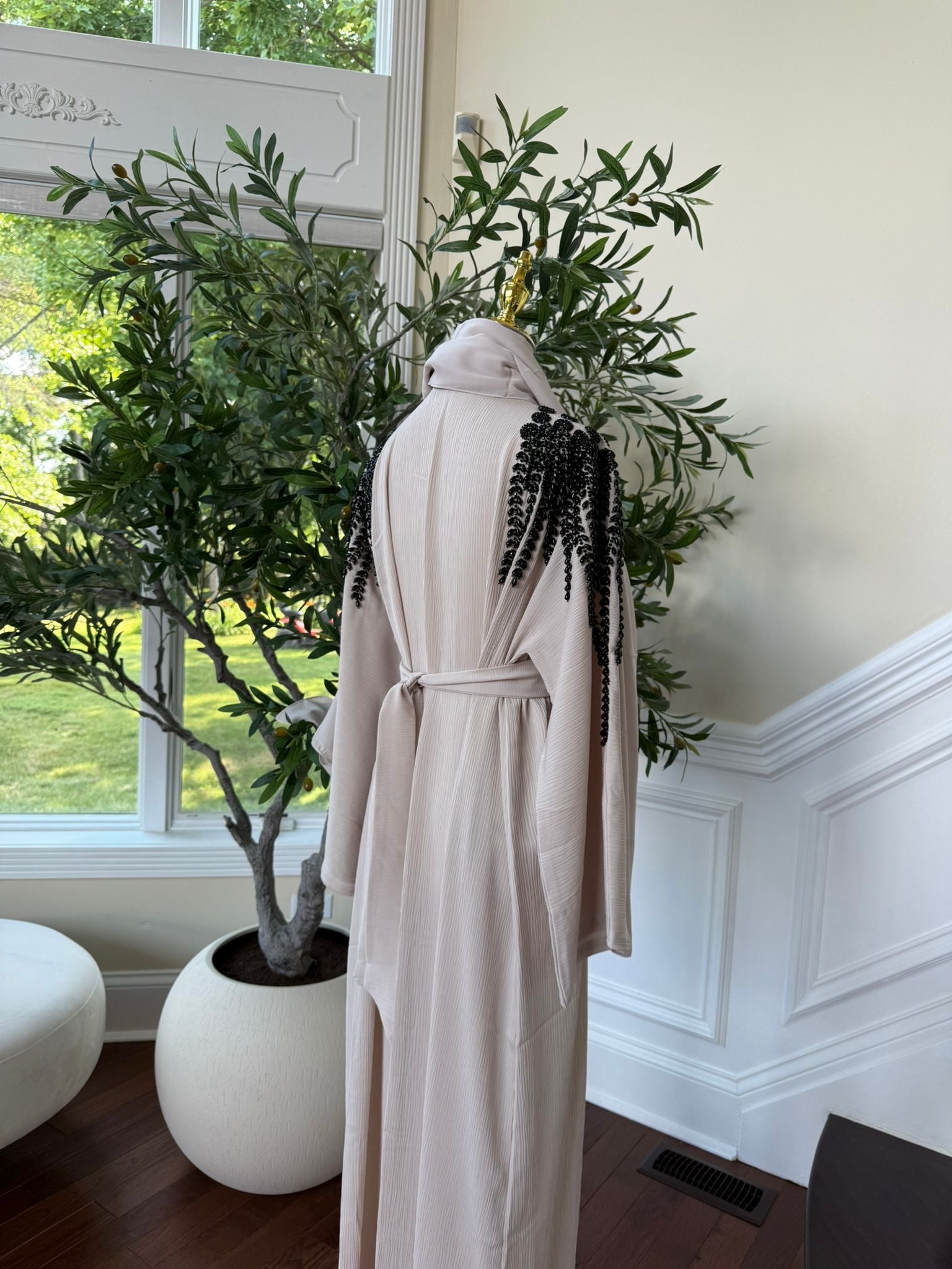 Cream Stone Abaya