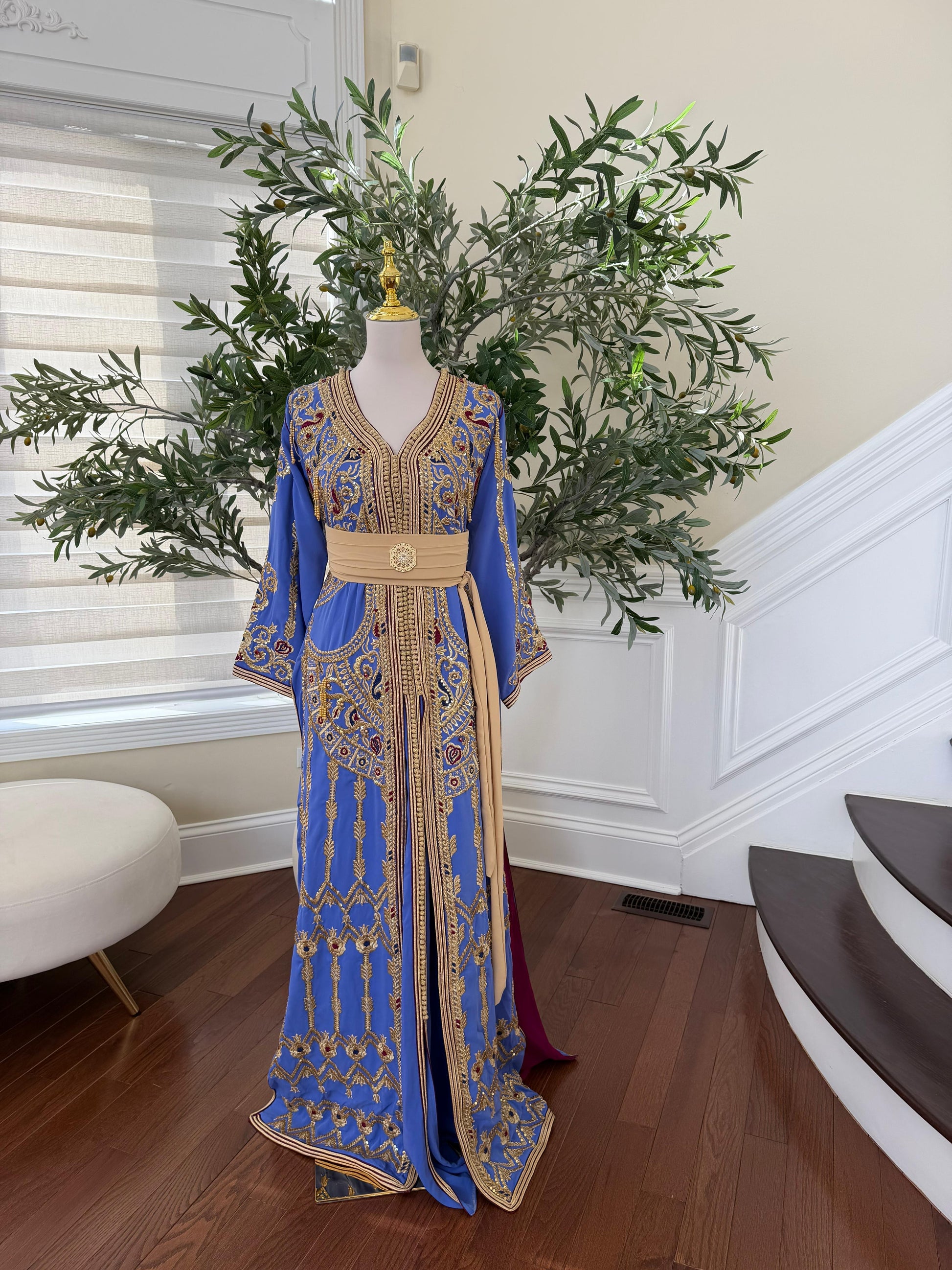 Lavender Golden Beaded Embroidery Kuftan