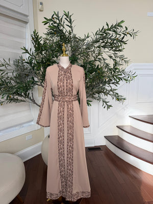 Tan Elegance Brown Tatreez Thobe