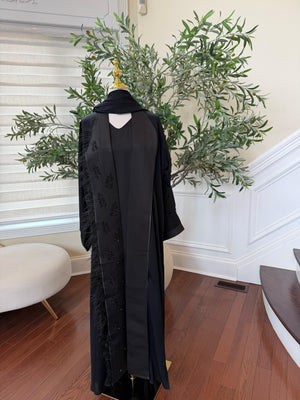 Black Crystal Beaded Abaya