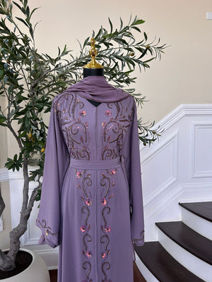 Purple Lavender Detail  Abaya
