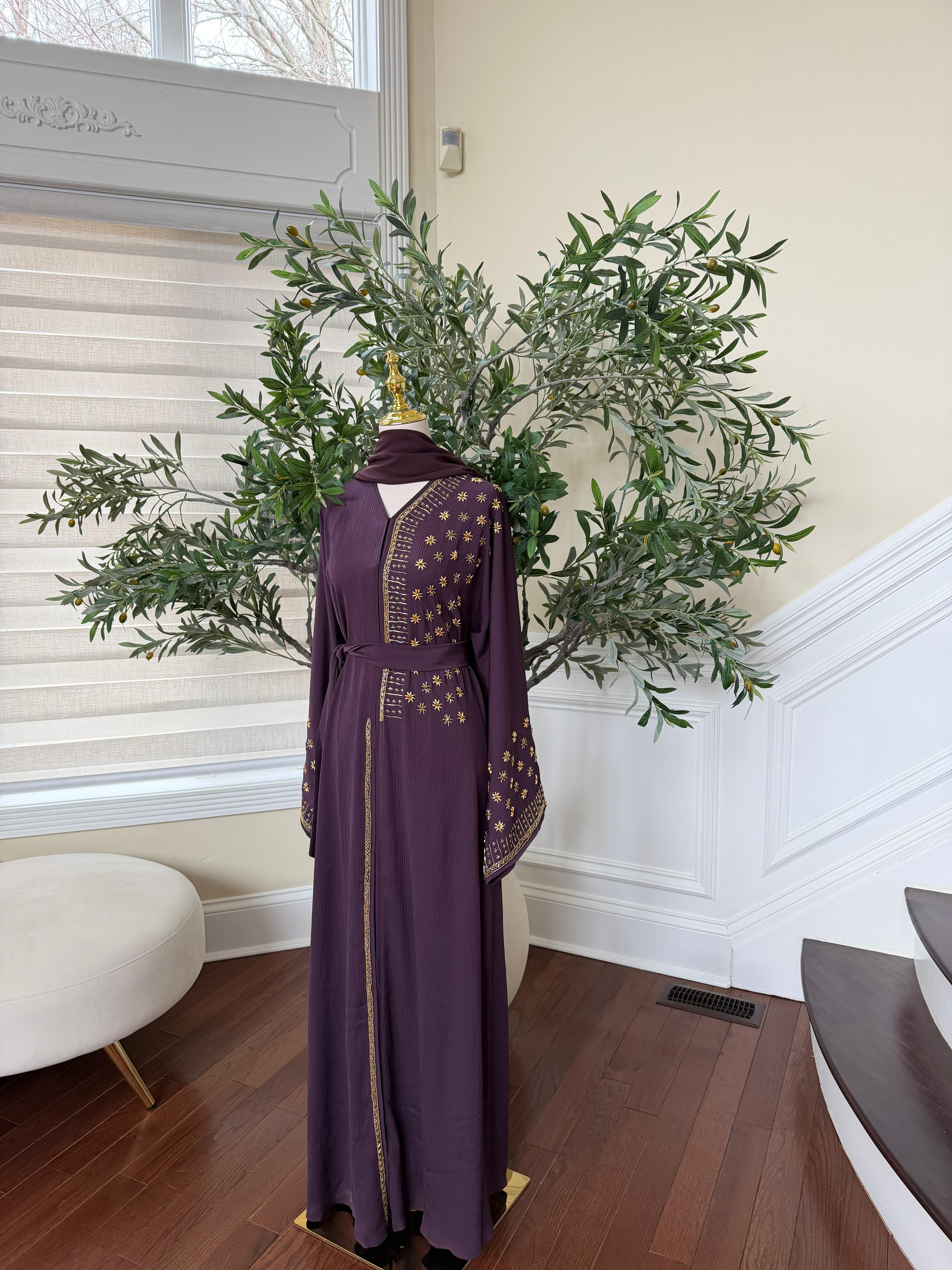 Purple Golden Nujum Abaya