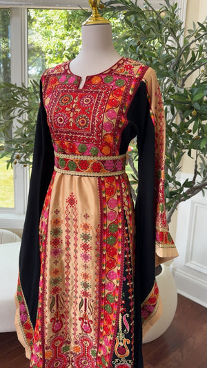 Black Tatreez Embroidery Thobe/ A