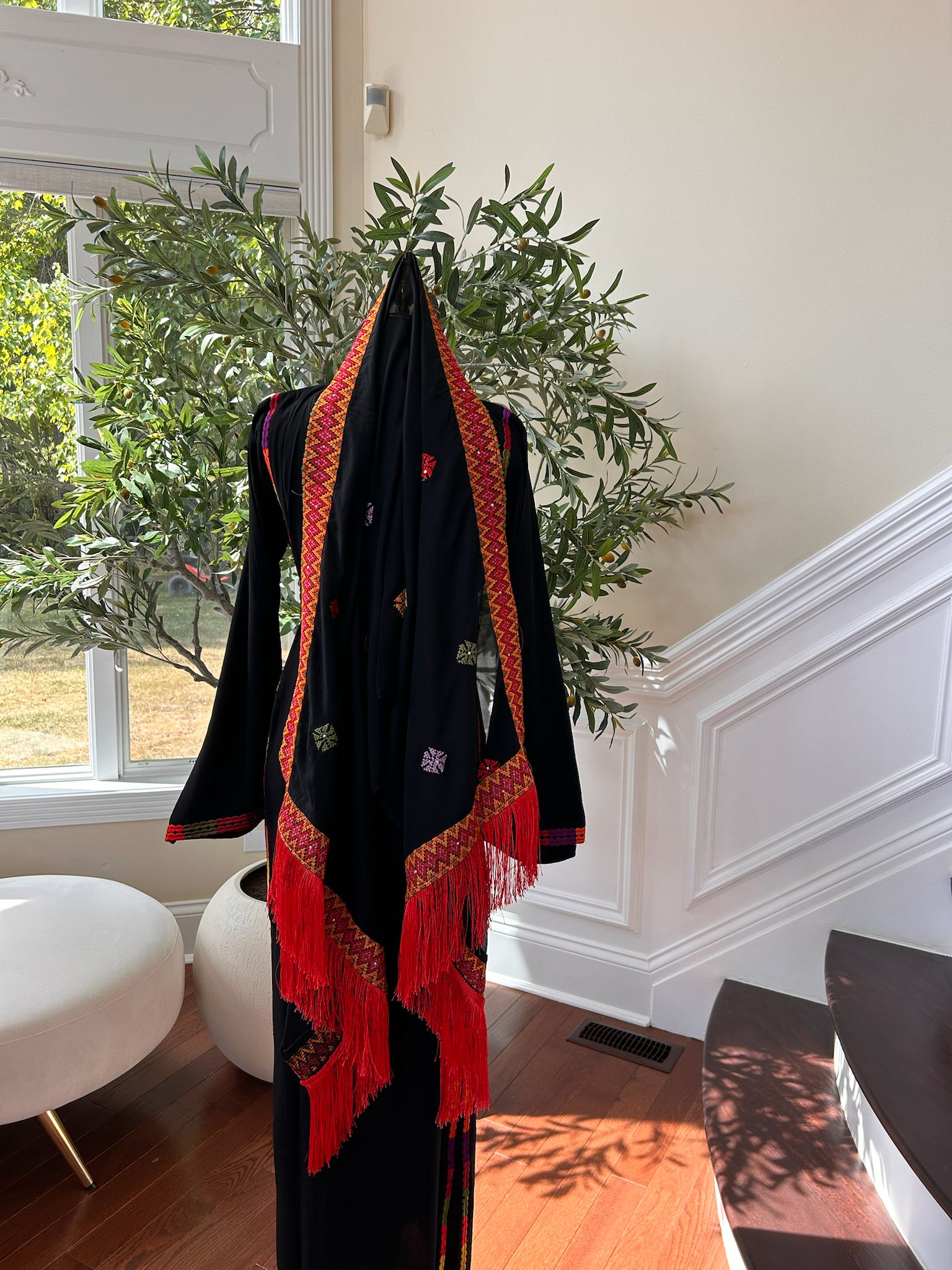 Black/Red Tatreez Khirka Shal Mandil