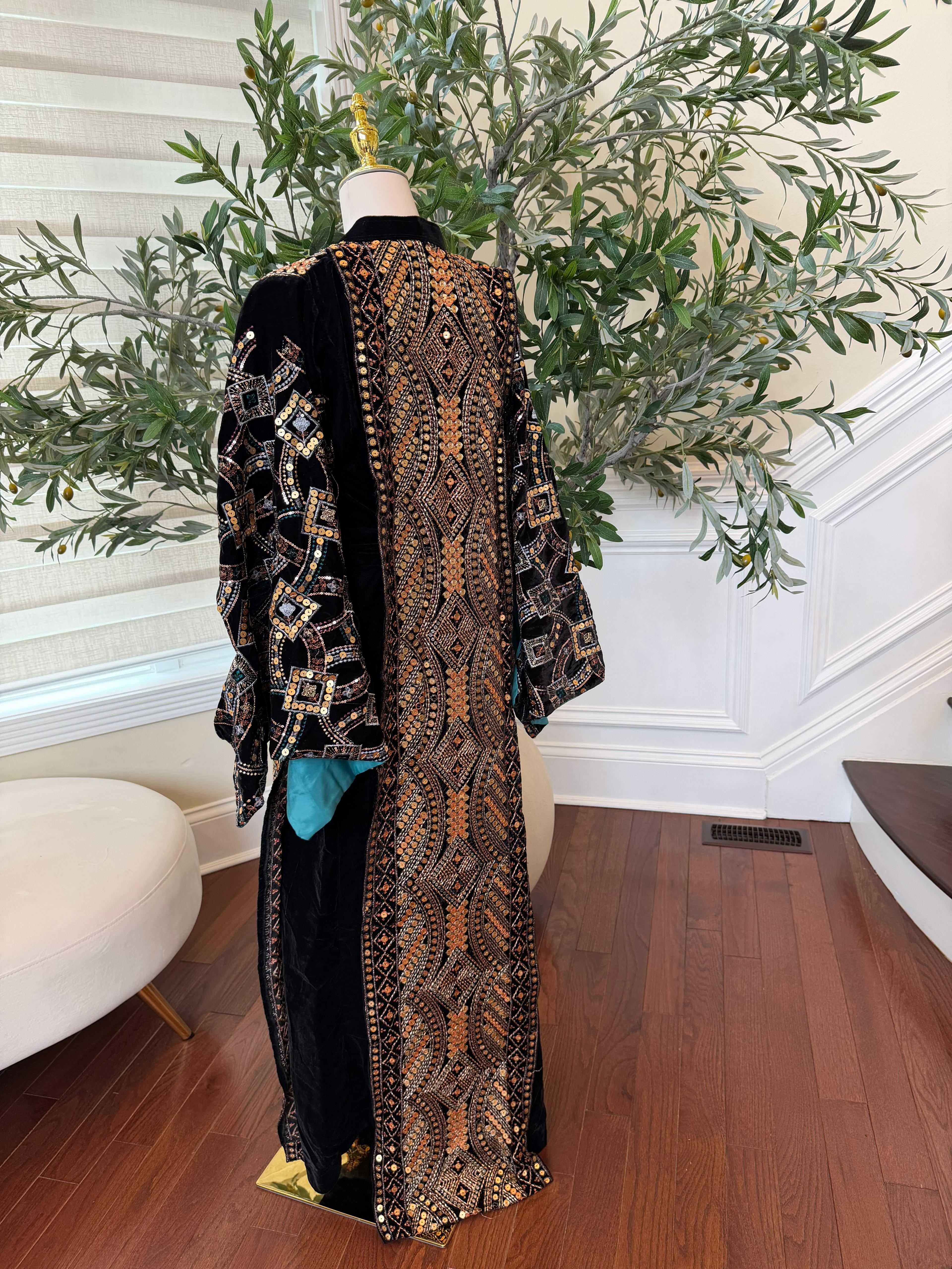 Black Embroidery Cardigan Abaya