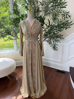 Yellow Beaded Elegance Kuftan
