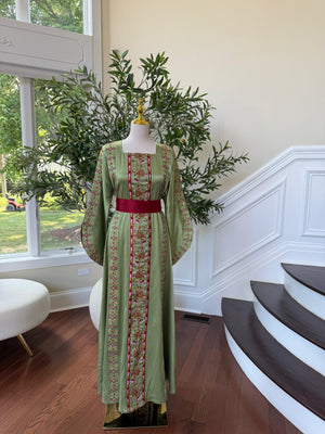 Green Satin Tatreez Thobe