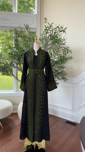 Green Tatreez Heritage Bloom Abaya