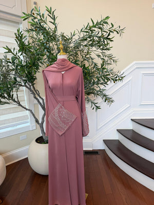 Pink Blush Rose Sleeve Abaya