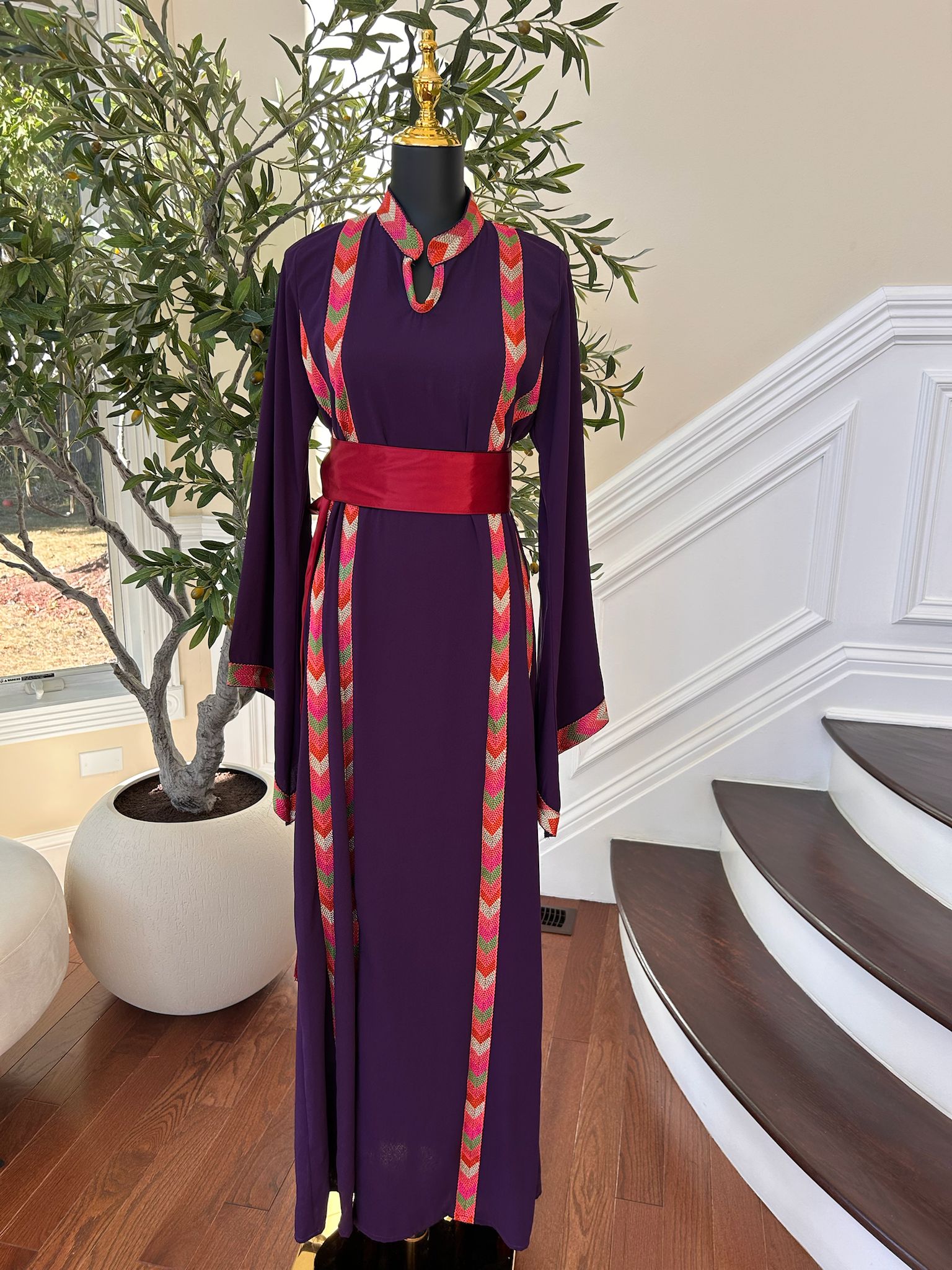 Purple Embroidery Tatreez Thobe
