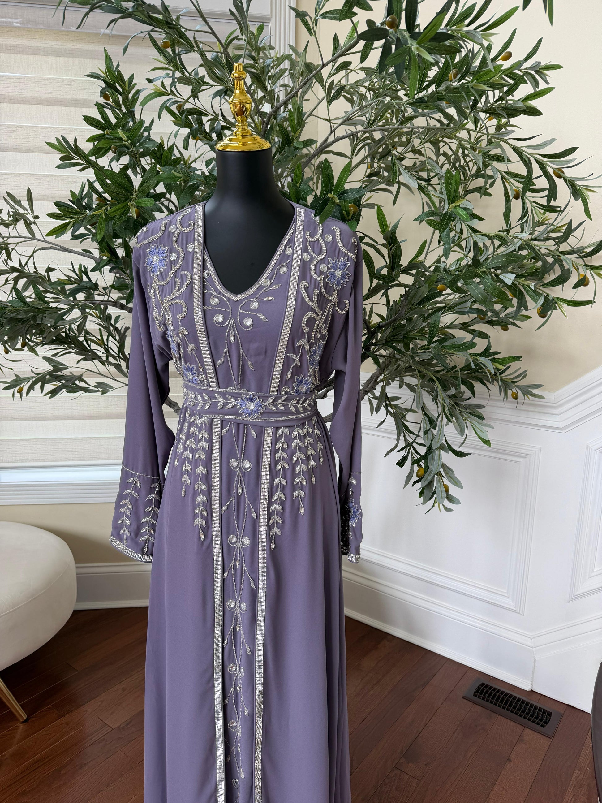 Lavender Beaded Charm Kuftan