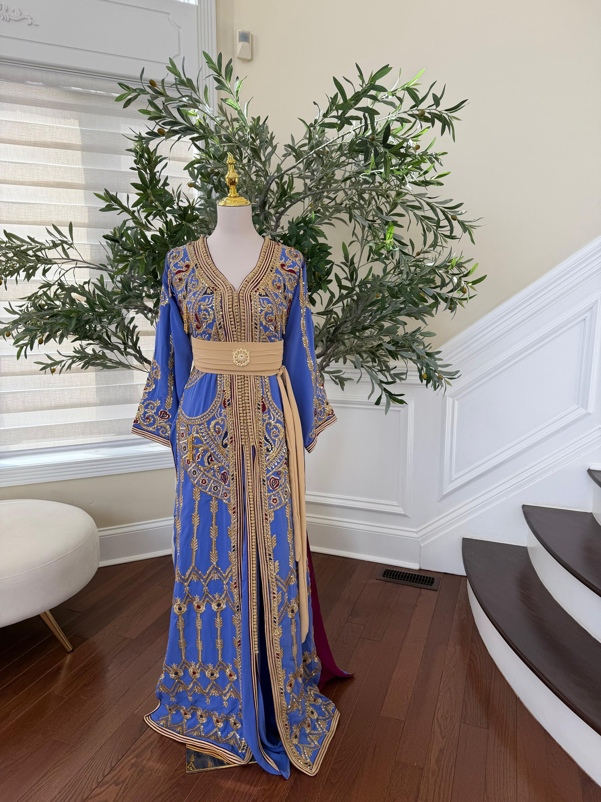 Lavender Golden Beaded Embroidery Kuftan