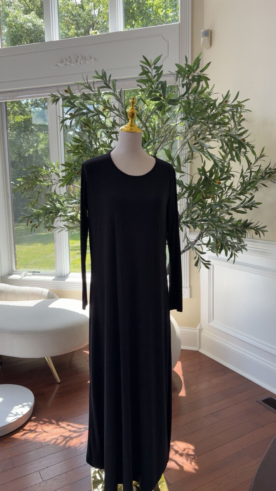 Black Chiffon Beaded Abaya