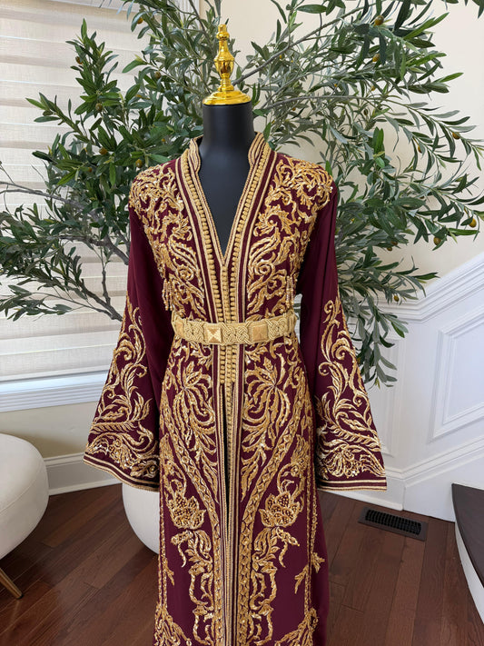 Burgundy Golden Essence Kuftan