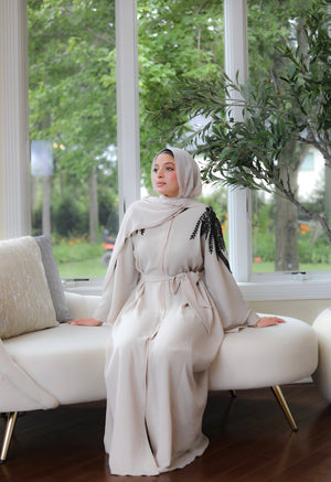 Cream Stone Abaya