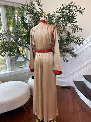Golden Red Embroidery Tatreez Thobe