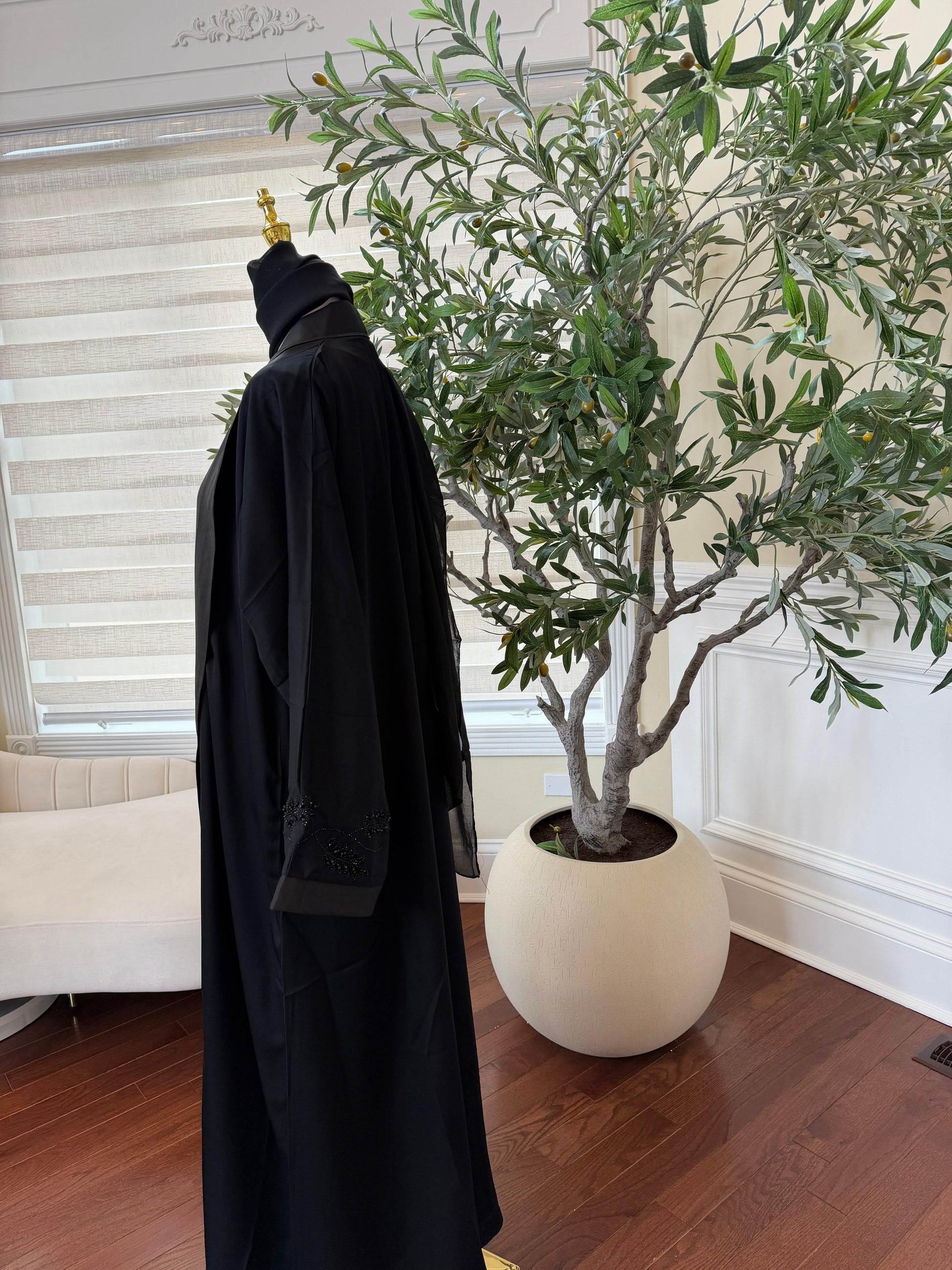 Black Crystal Beaded Abaya