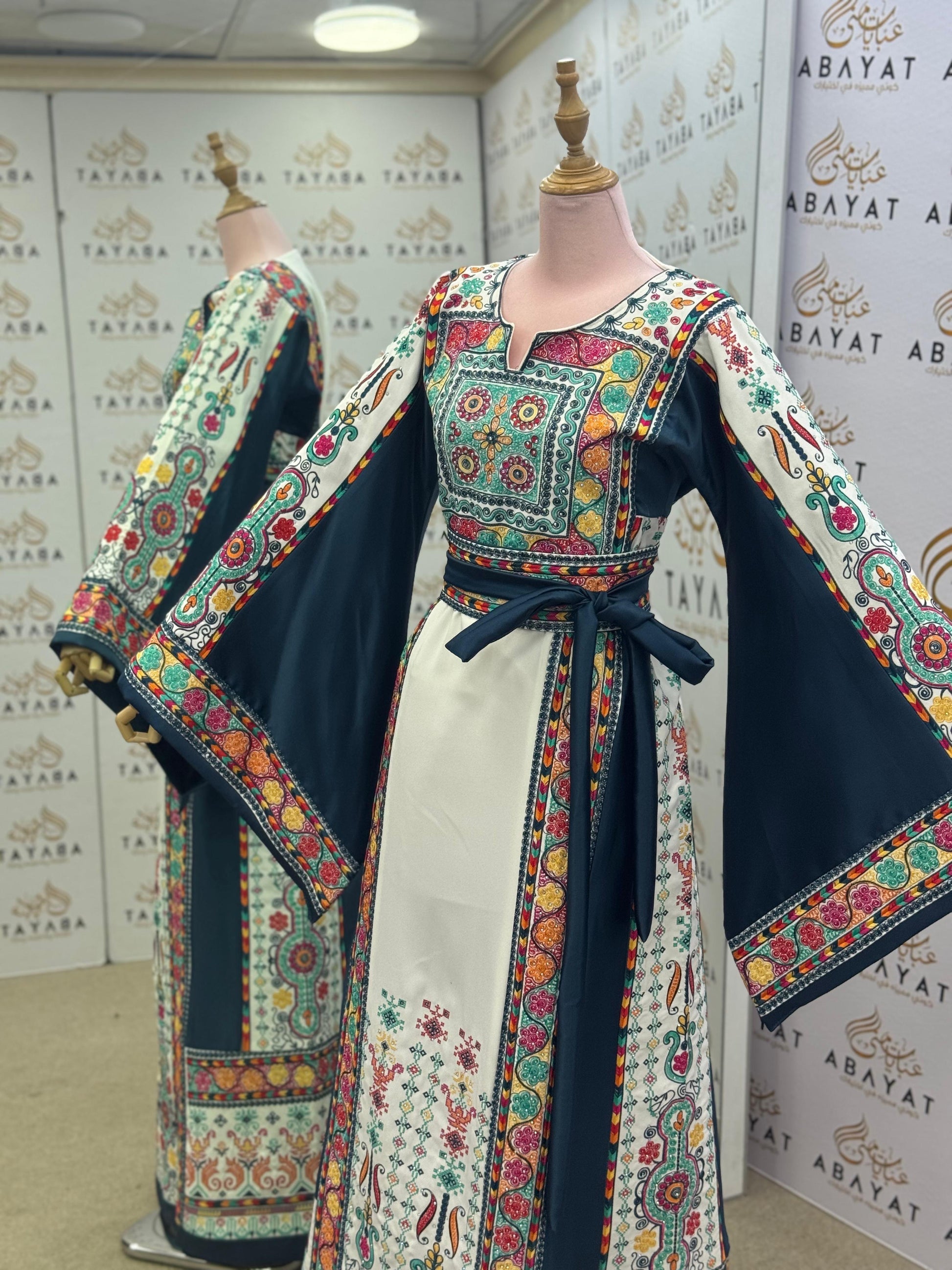 Teal & Ivory Palestinian Tatreez Thobe