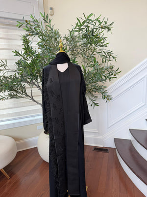 Black Crystal Beaded Abaya