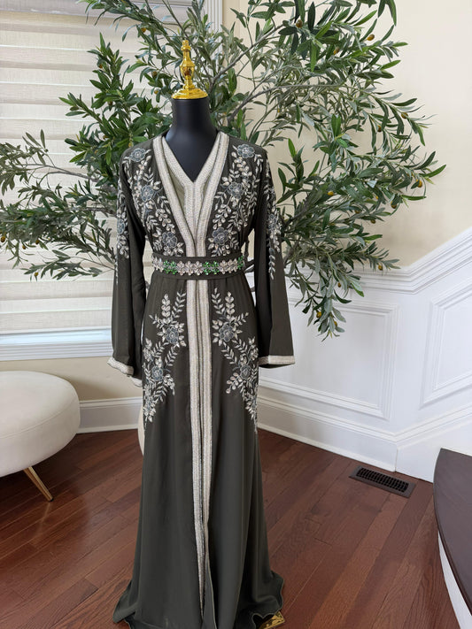 Green Rose Elegance Kuftan