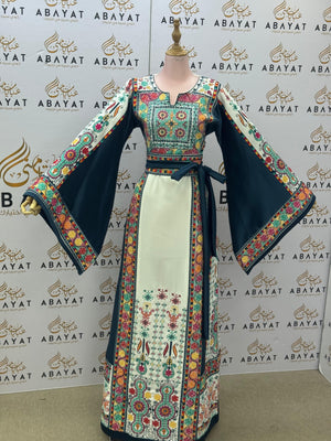 Teal & Ivory Palestinian Tatreez Thobe