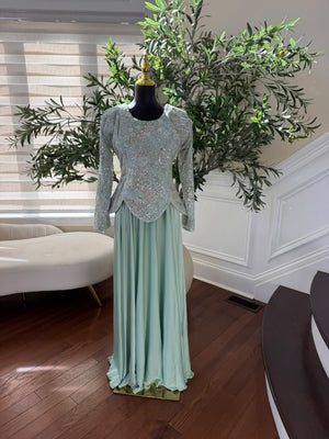 Elegant Mint Green Embellished Gown