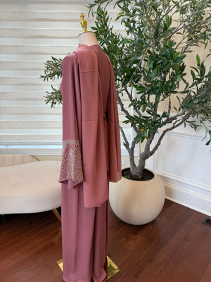 Pink Blush Rose Sleeve Abaya