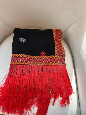 Black/Red Tatreez Khirka Shal Mandil