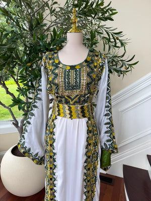 White Embroidery Beaded Thobe