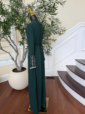 Emerald Green Beaded Rose Kuftan