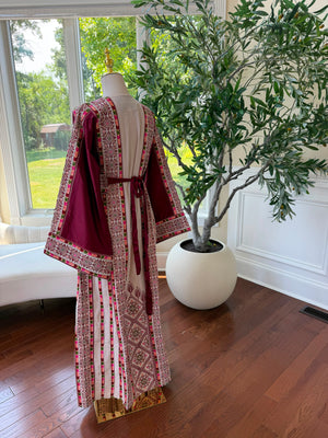 Cream Embroidery Tatreez Red Thobe