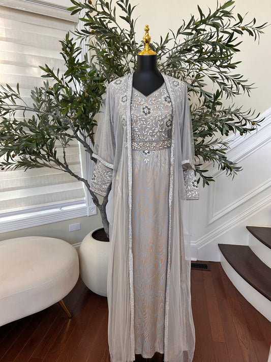 Grey Radiance Beaded Modern Kuftan