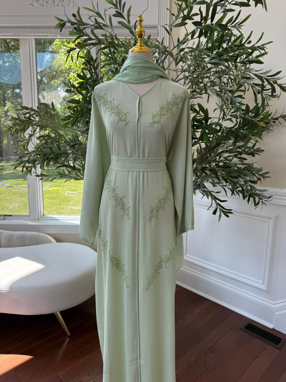 Light Green Charming Modesty Abaya
