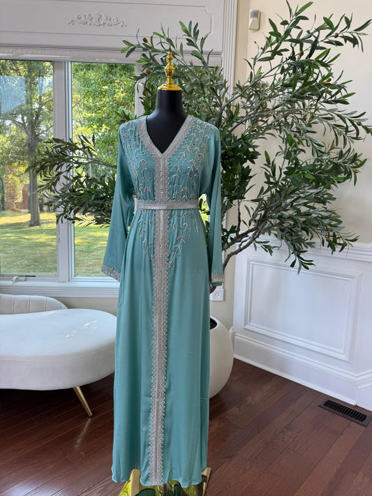 Mint Blue Floral Essence Kuftan