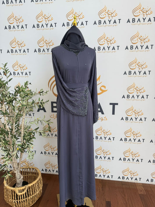 Elegant Purple Beaded Abaya