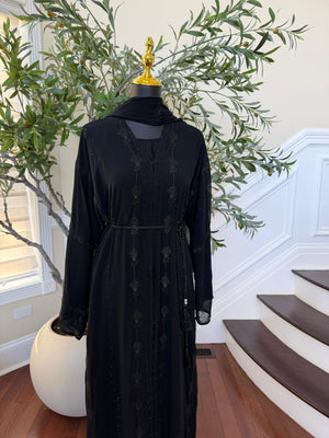 Ramadan Bloom Black Beaded Abaya