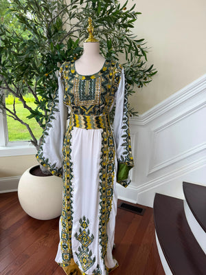 White Embroidery Beaded Thobe