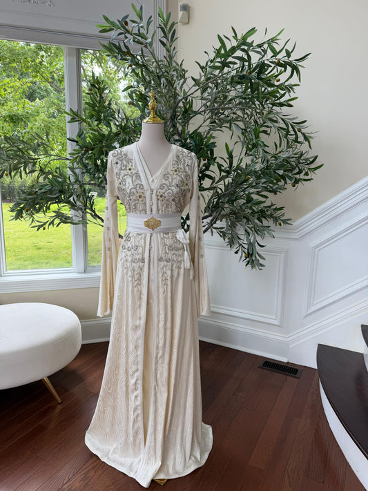 White Beaded Embroidery Kuftan