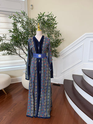 Navy Blue Embroidery Detail Kuftan