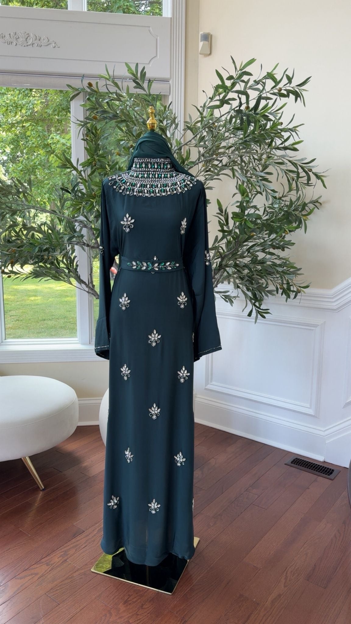 Green Stone Abaya
