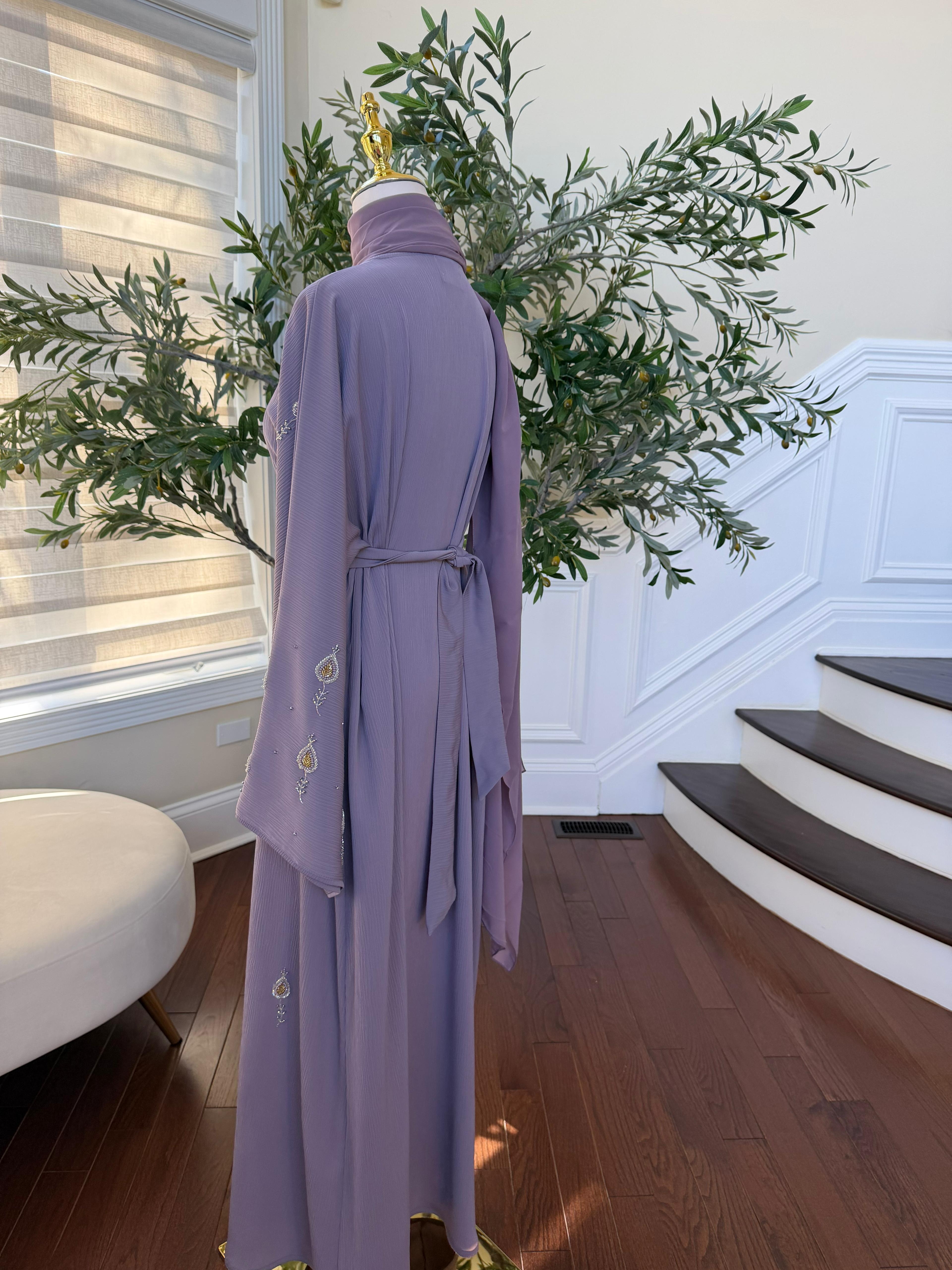 Lavender Essence Beaded Abaya
