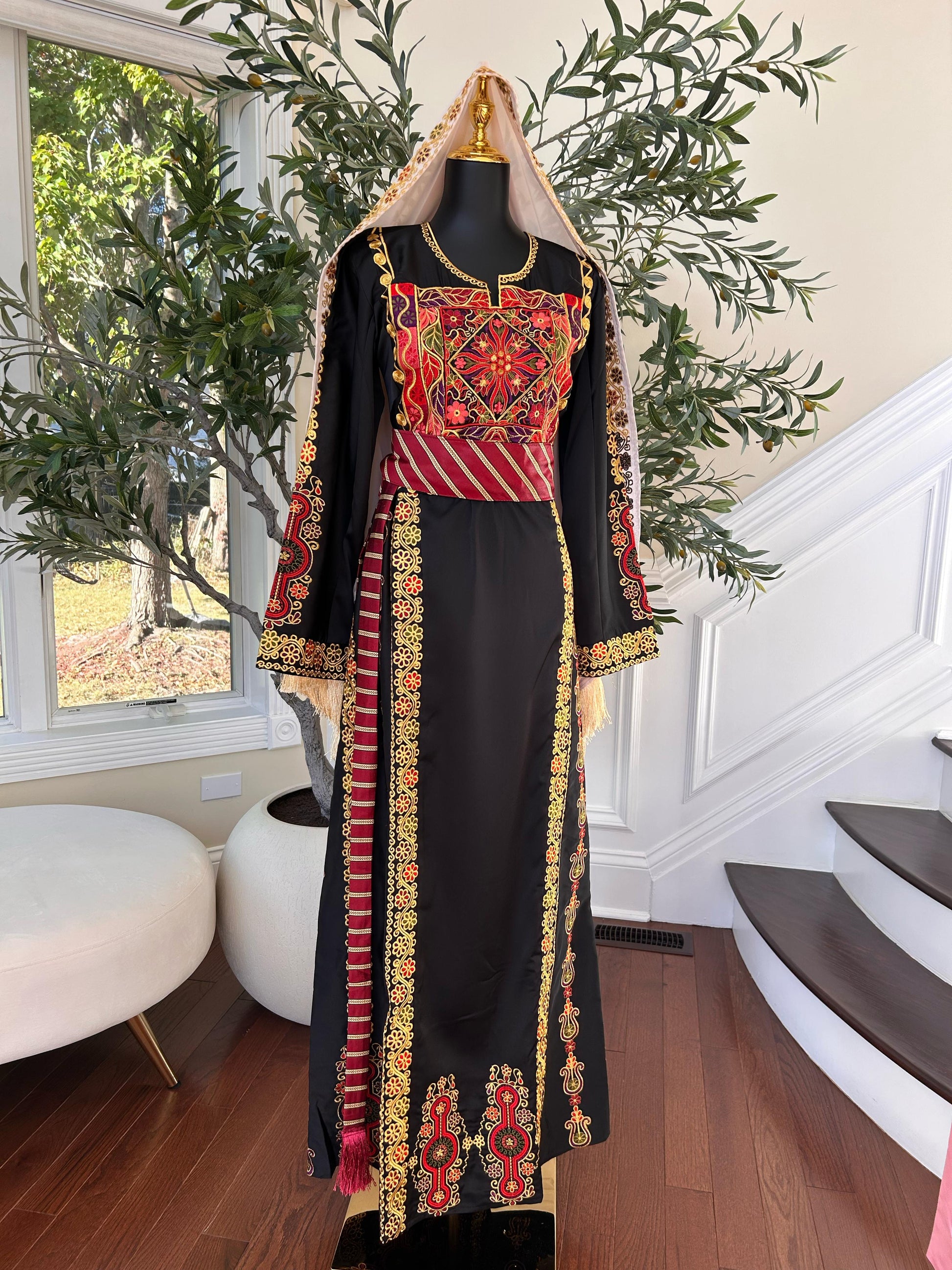 Black Embroidery Tatreez Thobe