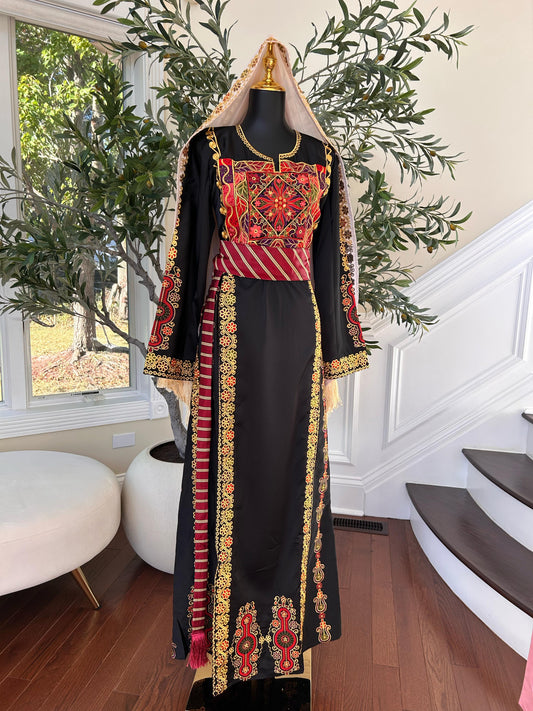 Black Embroidery Tatreez Thobe
