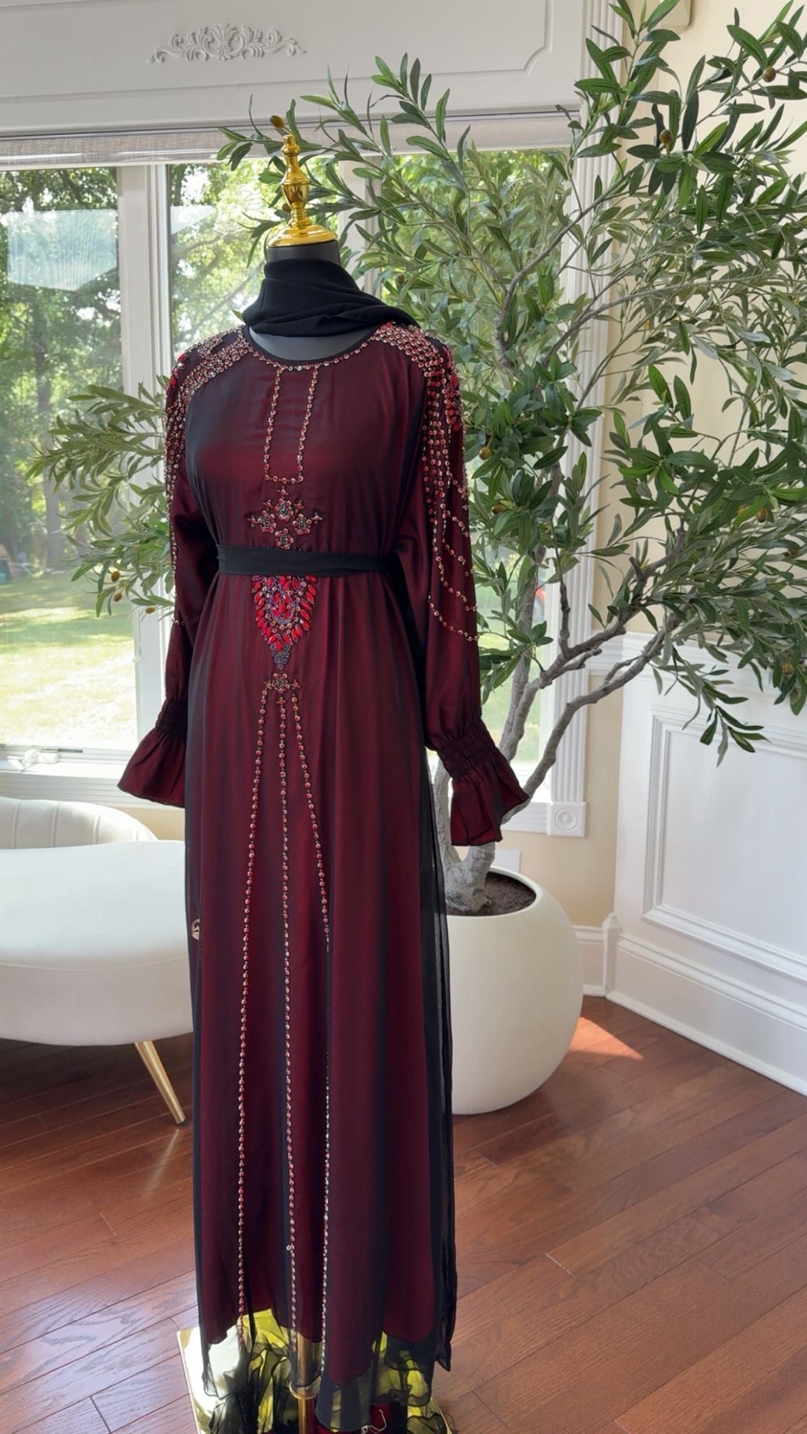 Elegant Red Abaya