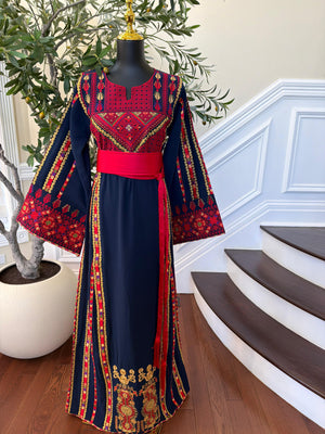 Blue Embroidery Tatreez Traditional Thobe